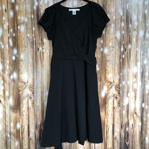 DVF Short Sleeve Black Wrap Cocktail Dress Size 10